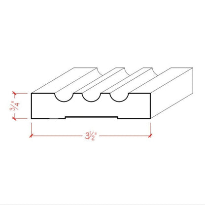 EWCA46 Fluted 3-1/2" wide x 3/4" Casing. Unfinished Trim