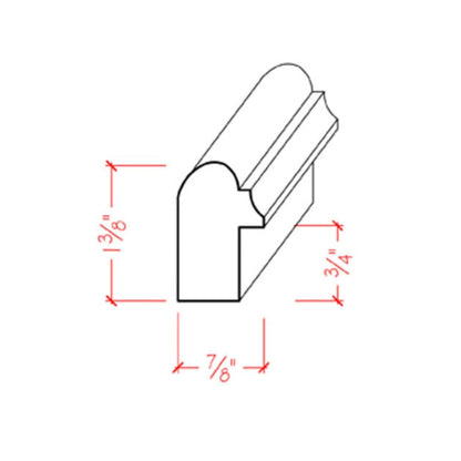 EWCB13 Casing Back Band 1-3/8" Tall x 7/8" Trim Moulding. Unfinished