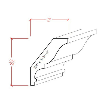 EWCR17 Crown 3/4" x 3-3/16" Unfinished 2-1/2" High x 2" Deep