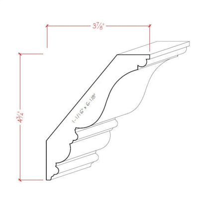 EWCR28 Crown 1-1/16" x 6-1/8" Unfinished 4-3/4" High x 3-7/8" Deep