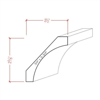 EWCR40 Cove Crown 3/4" x 3-3/4" Unfinished 2-5/8" High x 2-1/2" Deep