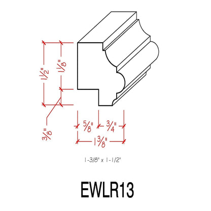 EWLR13 Kitchen Cabinet Light Rail 1-1/2" x 1-3/8" Trim. Unfinished