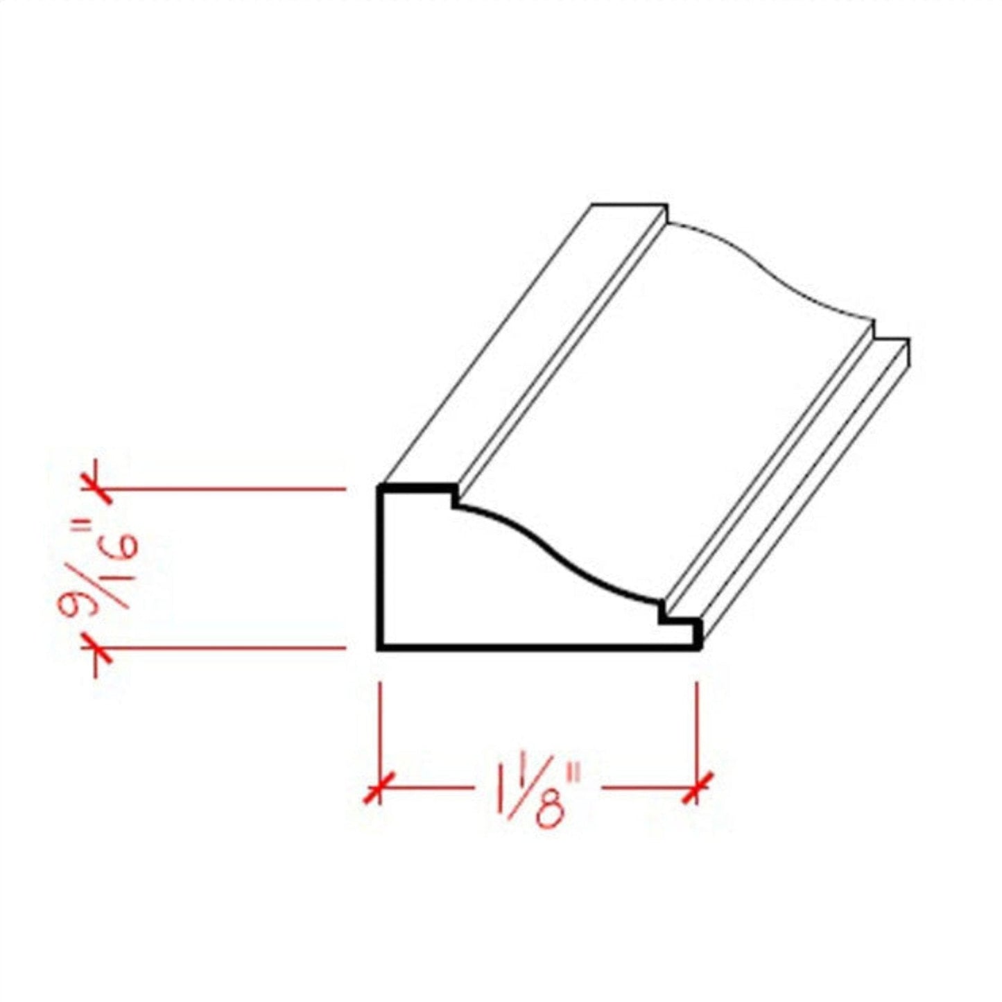 EWPM12 Colonial Panel Molding 1-1/8" wide x 9/16" Trim. Unfinished