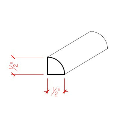 EWQR11 Quarter Round 1/2" x 1/2" Moulding Trim. Unfinished