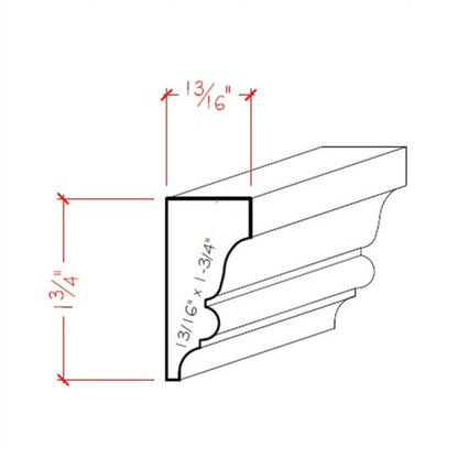 EWSC11 Solid Crown 1-3/4" High x 13/16" Deep Moulding. Unfinished