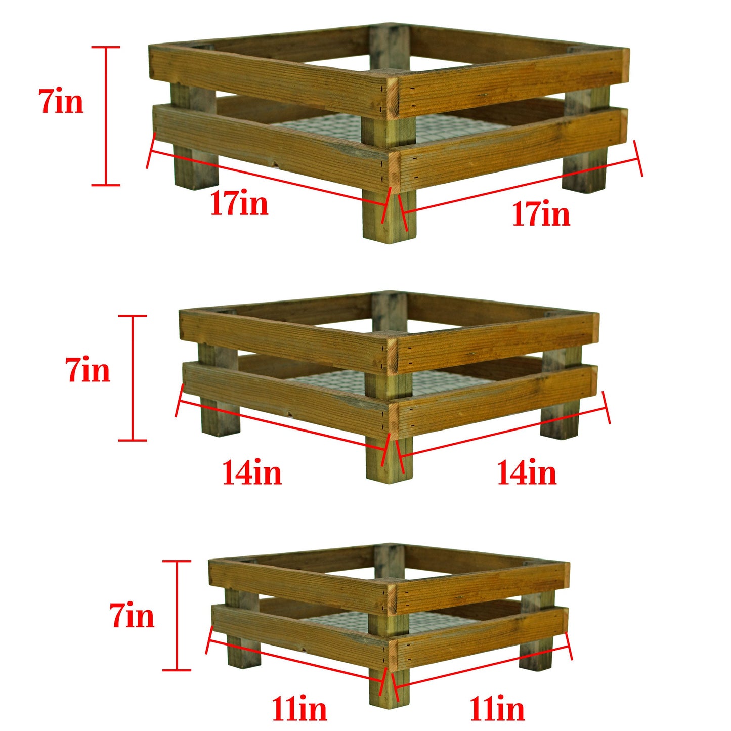 Elevated Redwood Planter Box Set with RootFlow™ Drainage (3 Sizes)