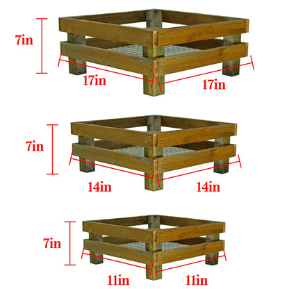Elevated Redwood Planter Box Set with RootFlow™ Drainage (3 Sizes)