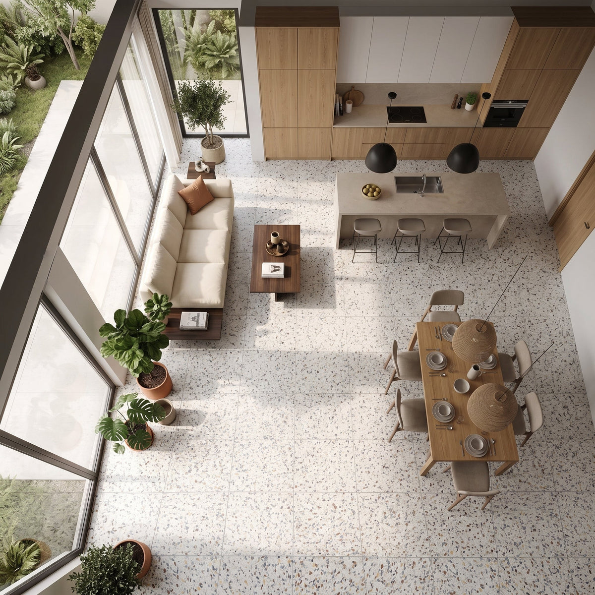 Elite Color Multicolor Mix Anti-Slip Terrazzo Look Porcelain Tiles 24x24