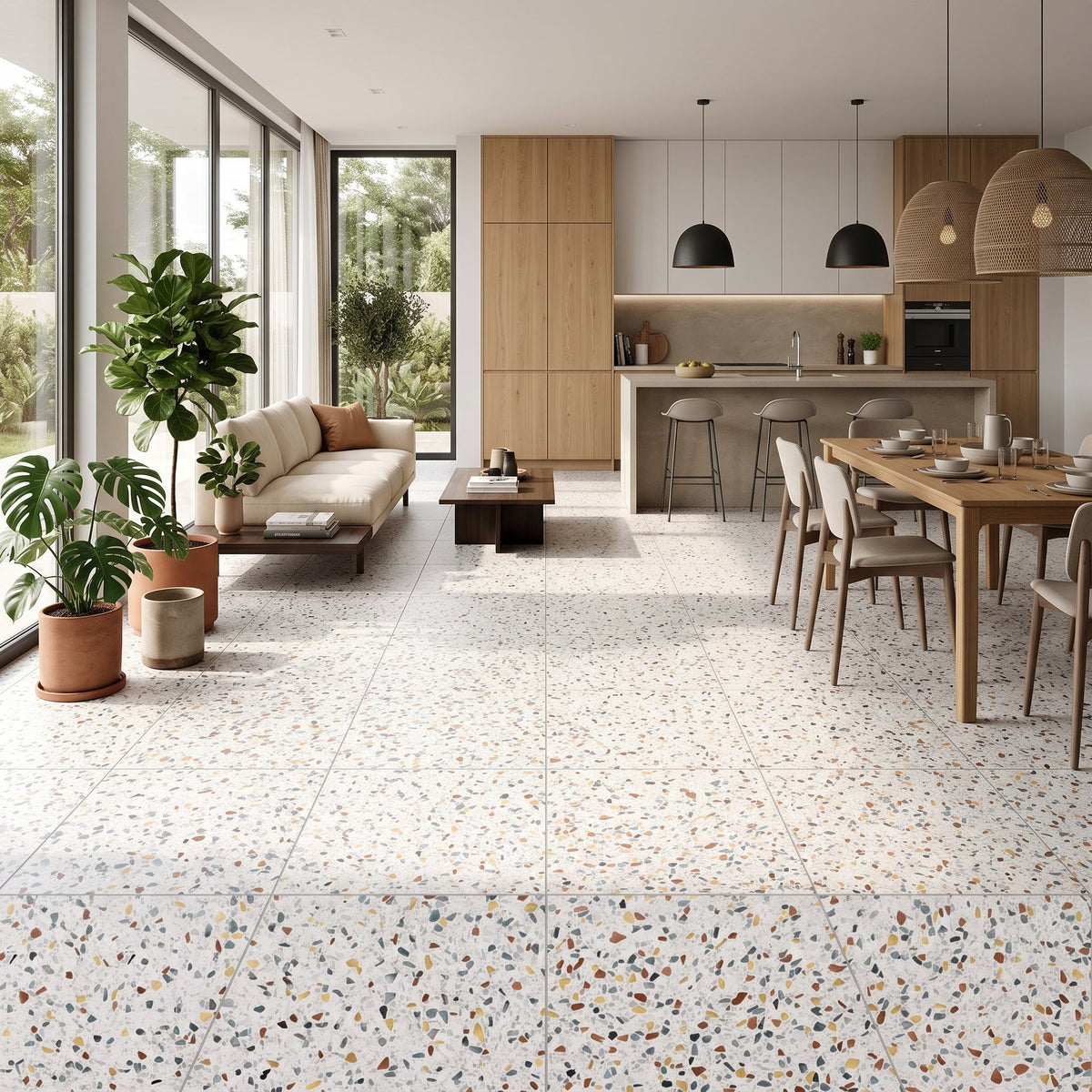 Elite Color Multicolor Mix Anti-Slip Terrazzo Look Porcelain Tiles 24x24