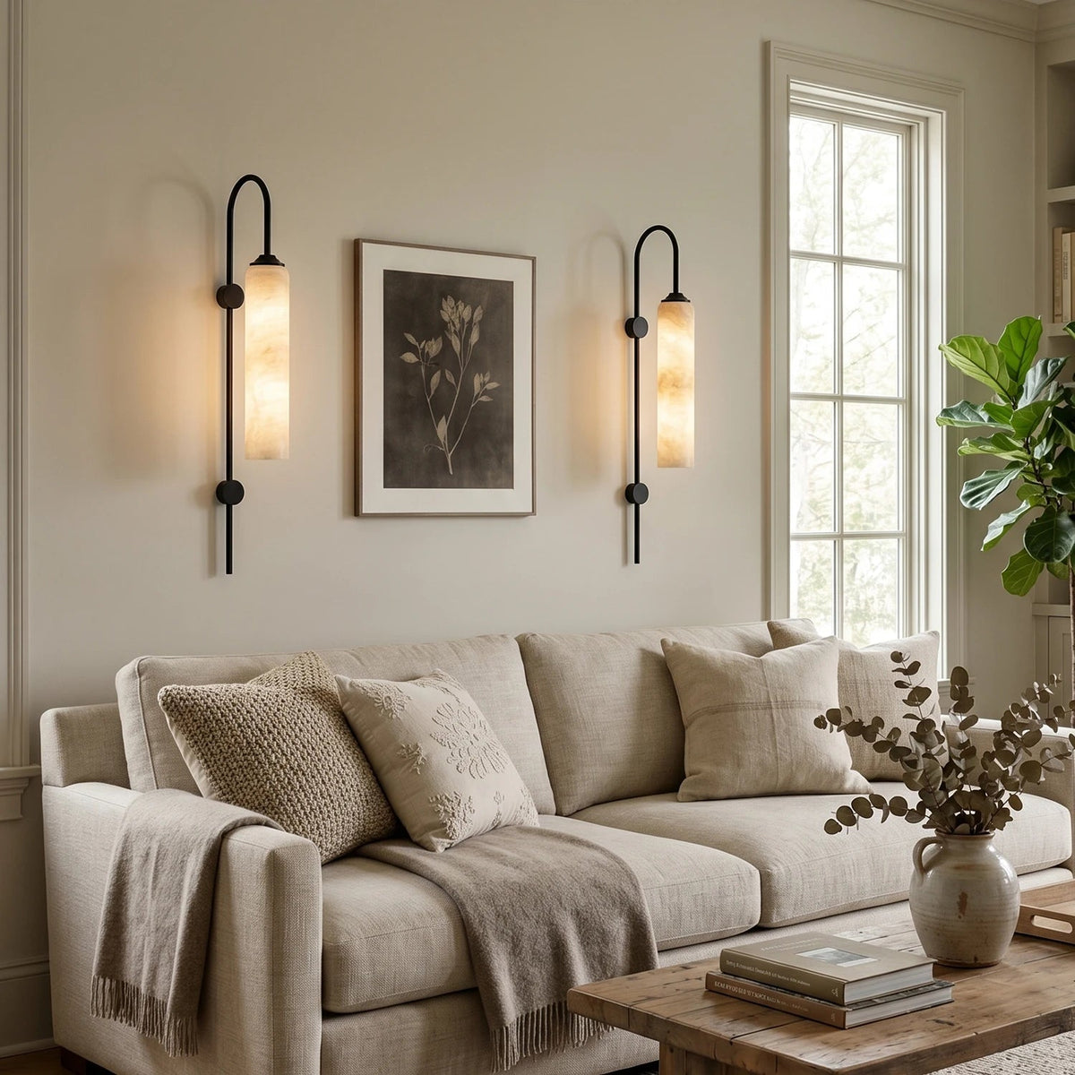 Alabaster Cylinder Wall Light