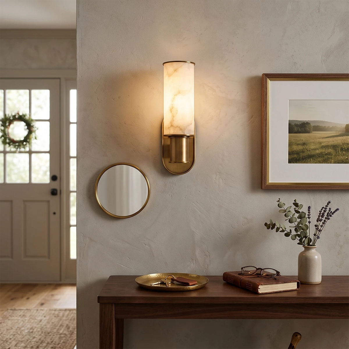 Elvara Alabaster Column Wall Sconce