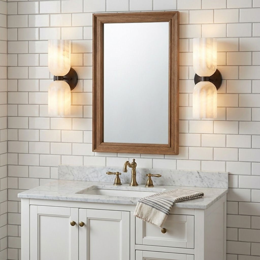 Elvara Twin Alabaster Pillar Wall Light
