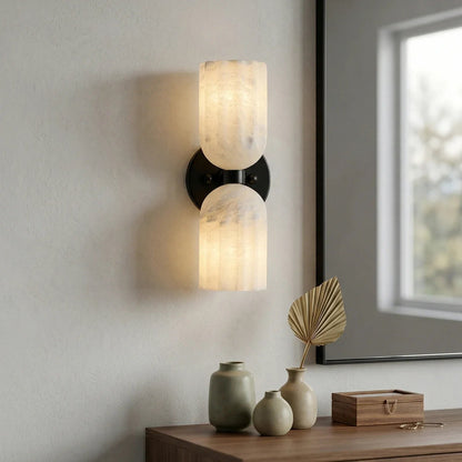 Elvara Twin Alabaster Pillar Wall Light