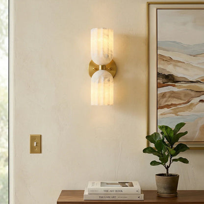 Elvara Twin Alabaster Pillar Wall Light