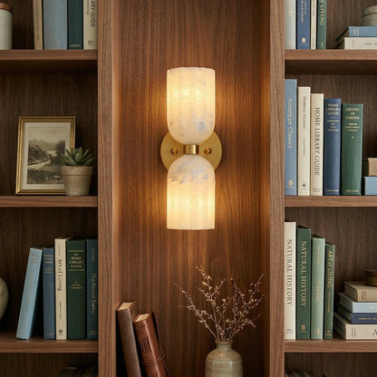 Elvara Twin Alabaster Pillar Wall Light