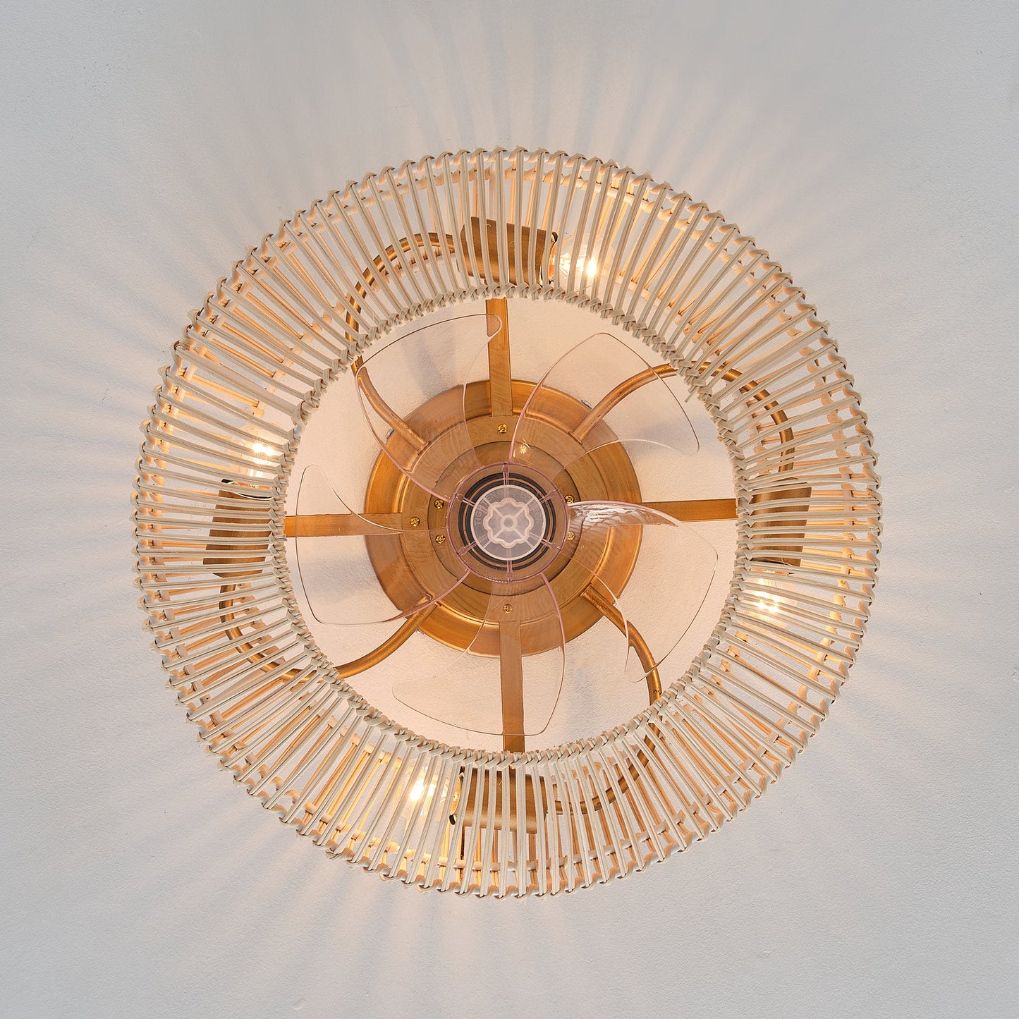 20 Inch Mandy Retro Golden Flush Mount Ceiling Fan with Light and Remote Control