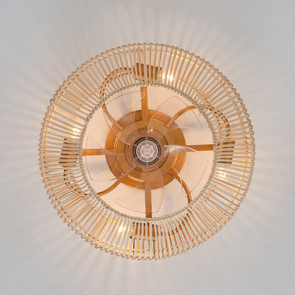 20 Inch Mandy Retro Golden Flush Mount Ceiling Fan with Light and Remote Control
