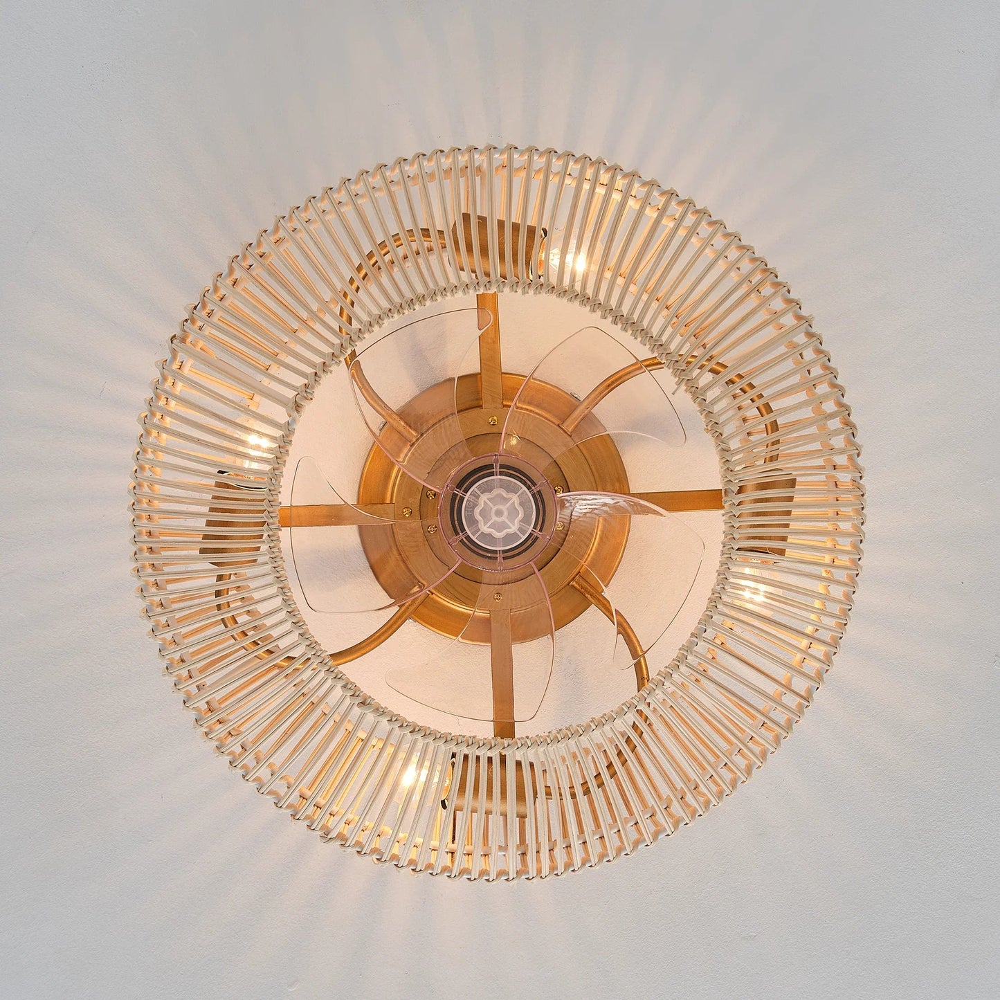 20 Inch Mandy Retro Golden Flush Mount Ceiling Fan with Light and Remote Control