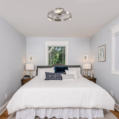 20 Inch Hazel Satin Nickel Flush Mount LED Ceiling Fan with Remote Control