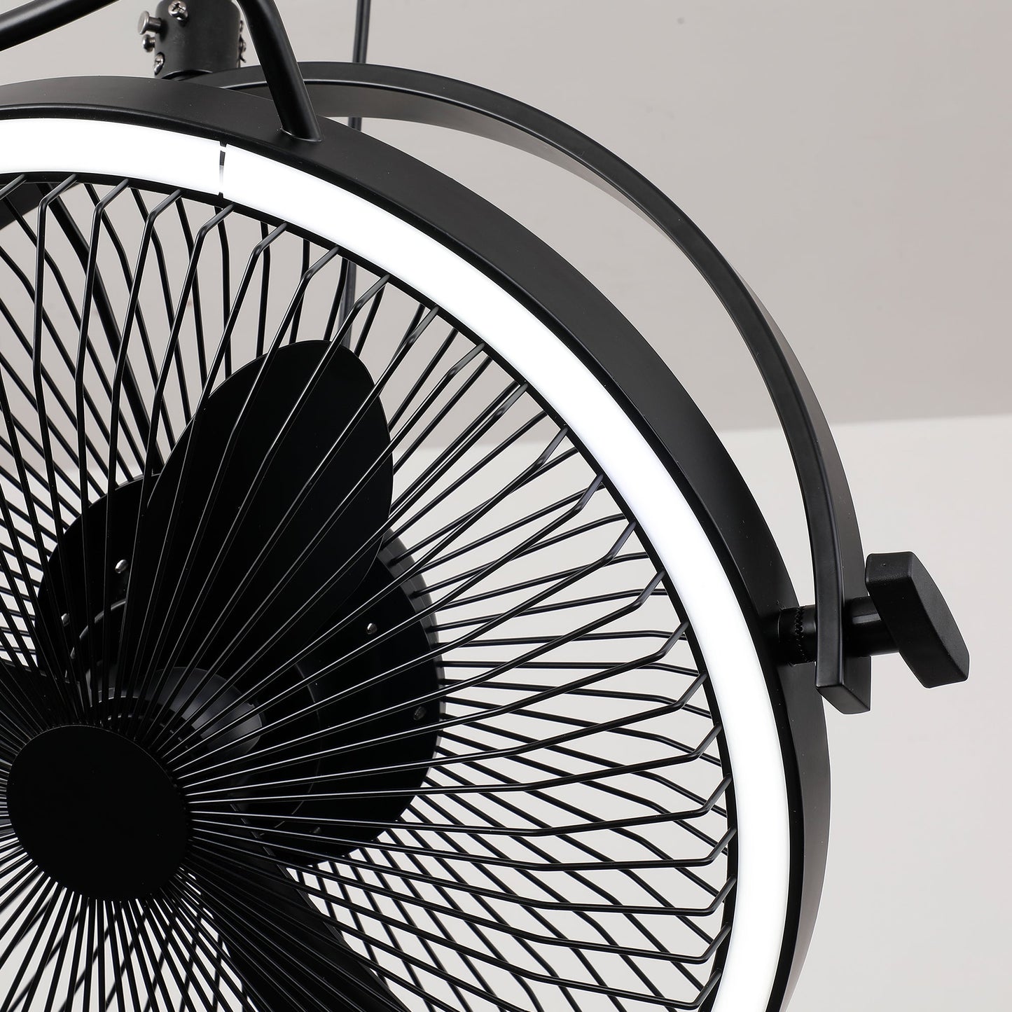 20 Inch Black Industrial Rotatable LED Downrod Fan Floor Fan with Remote Control