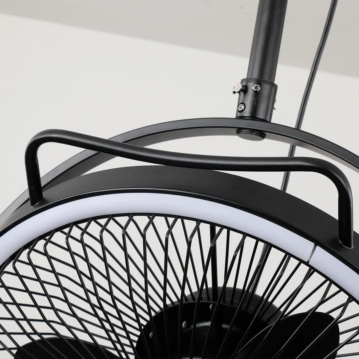 20 Inch Black Industrial Rotatable LED Downrod Fan Floor Fan with Remote Control
