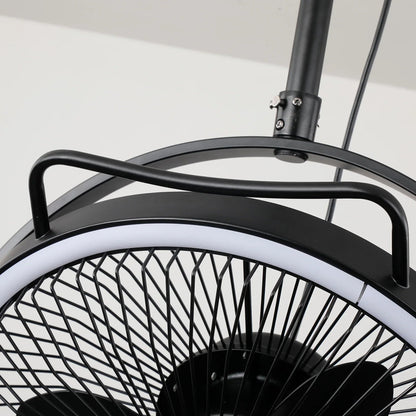 20 Inch Black Industrial Rotatable LED Downrod Fan Floor Fan with Remote Control