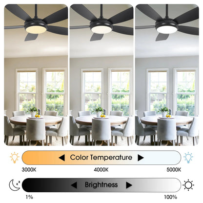 42 Inch Gladys Modern Black LED Ceiling Fan with Remote Control