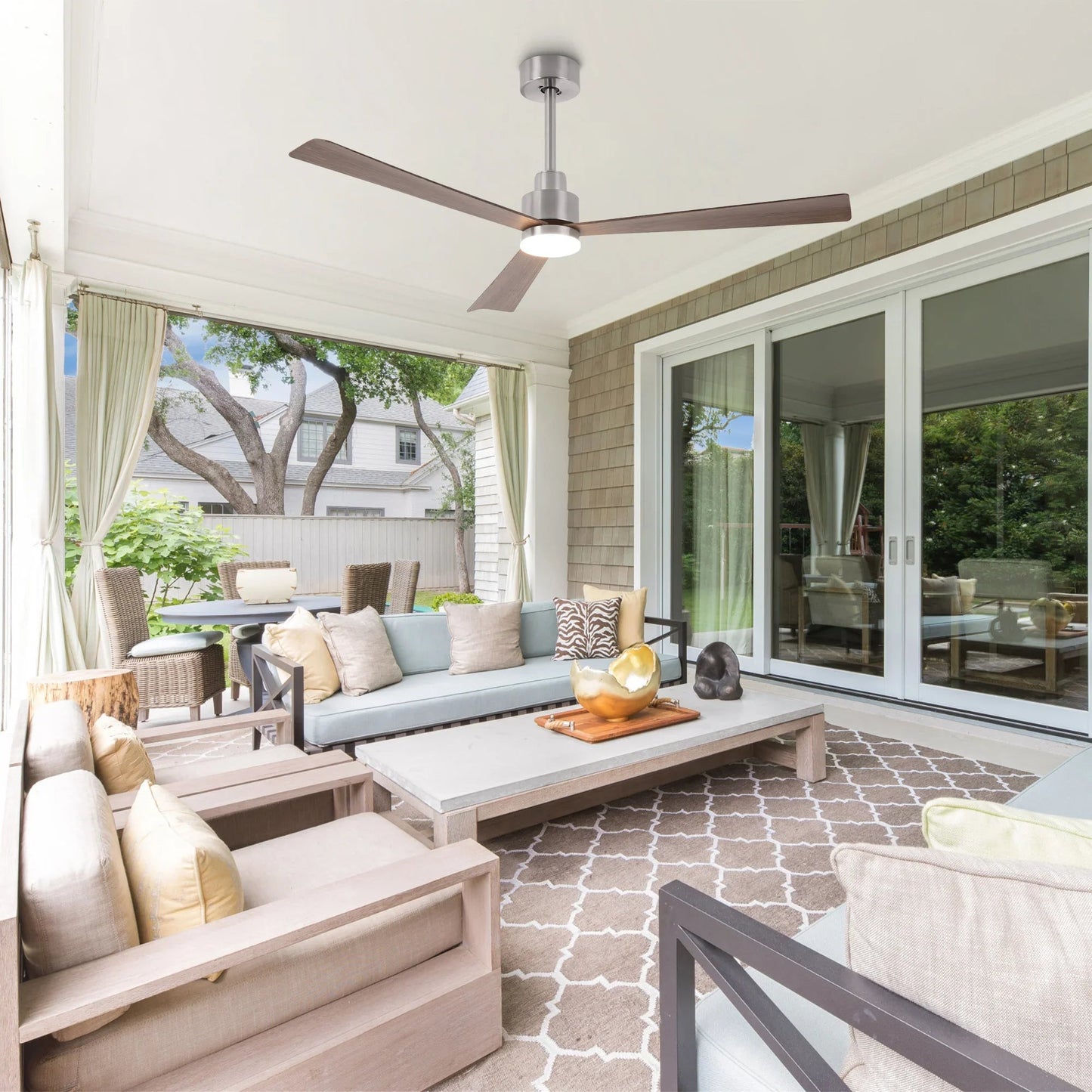 52 Inch Dinah Modern Downrod Mount Ceiling Fan with Remote Control and LED Light
