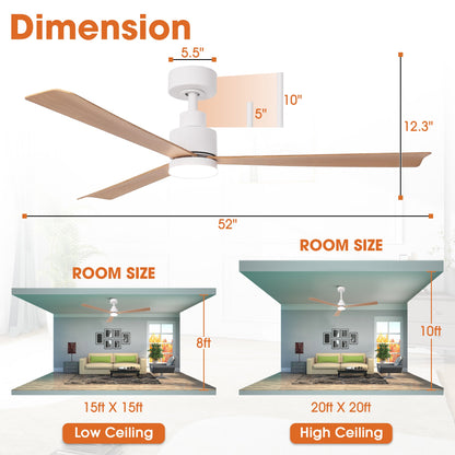 52 Inch Dinah Modern Downrod Mount Ceiling Fan with Remote Control and LED Light