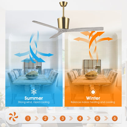 54 Inch Dylan Solid Wood Blades Downrod Mount Ceiling Fan with Remote Control
