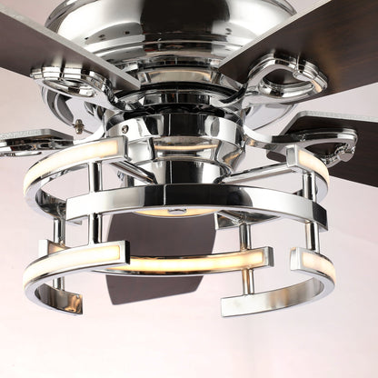 52 Inch Rita Double-sided Blades Downrod Mount LED Ceiling Fan with Remote Control