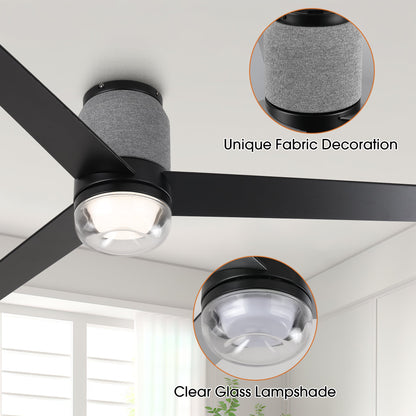 52 Inch Pearl Black RGB LED Smart Fan with Remote and App Control