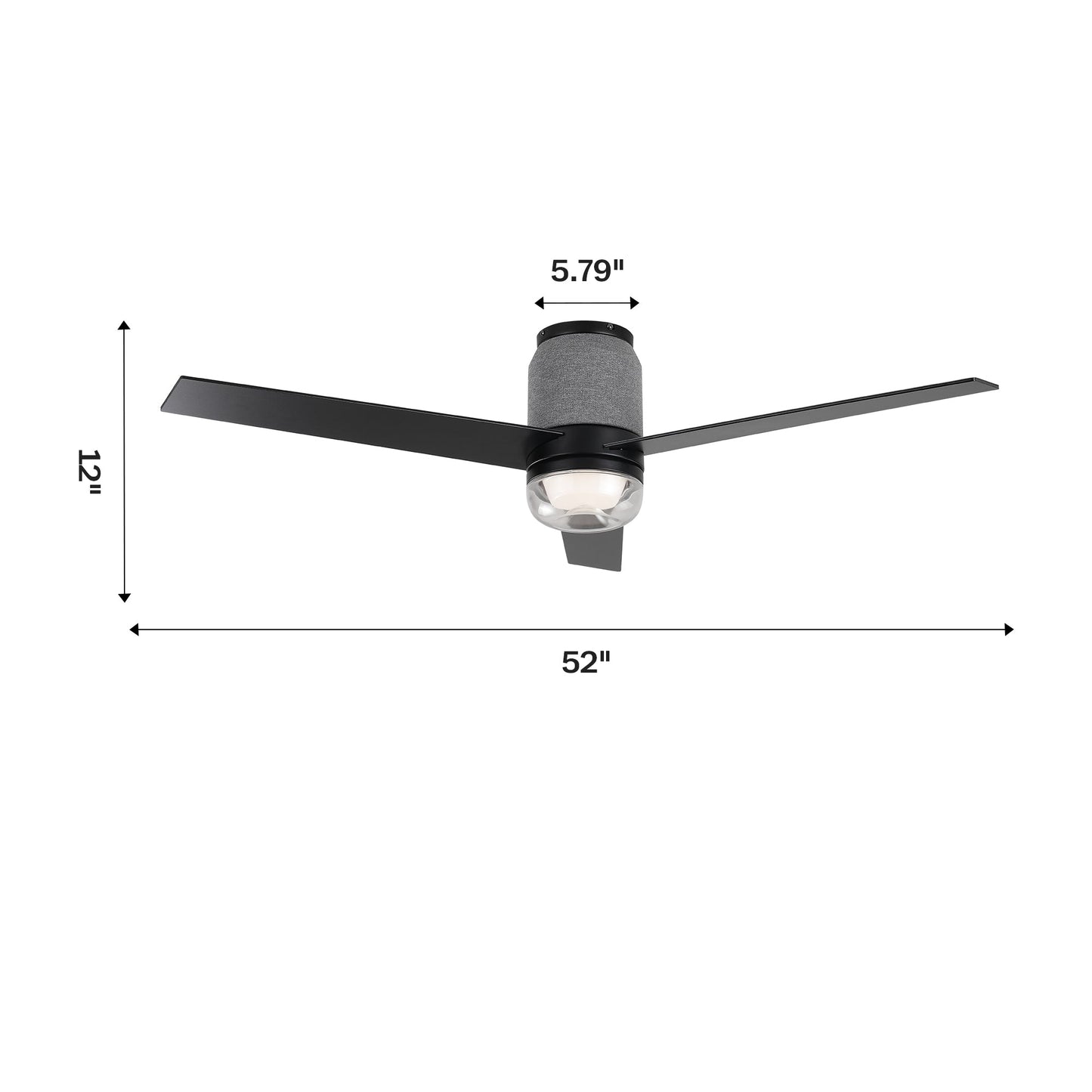 52 Inch Pearl Black RGB LED Smart Fan with Remote and App Control