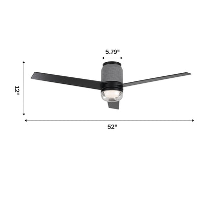 52 Inch Pearl Black RGB LED Smart Fan with Remote and App Control