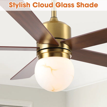 52 Inch Alva Double-sided Blades Downrod Mount LED Ceiling Fan with Remote Control