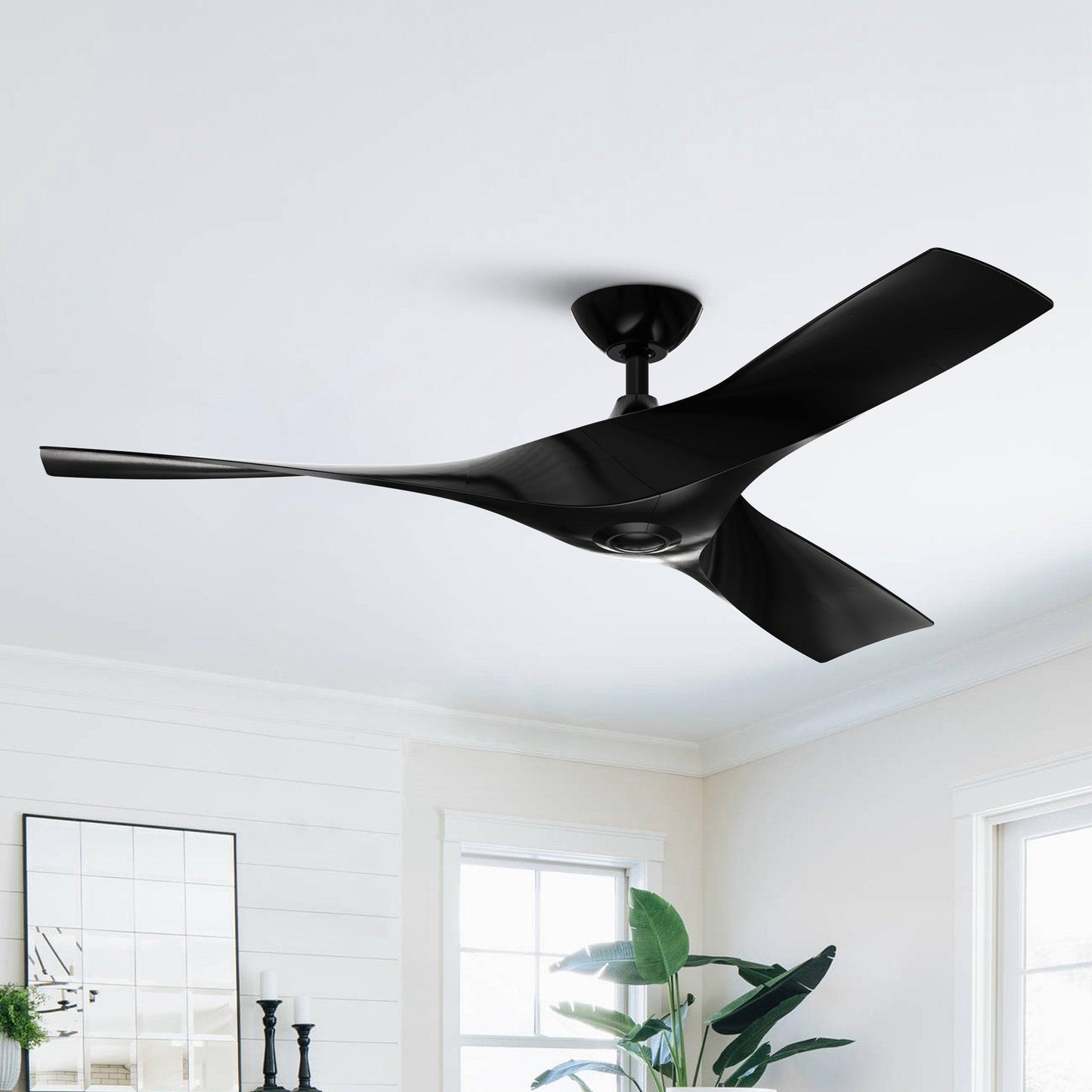 52" Windmill Industrial DC Motor Downrod Mount Reversible Ceiling Fan With Remote Control