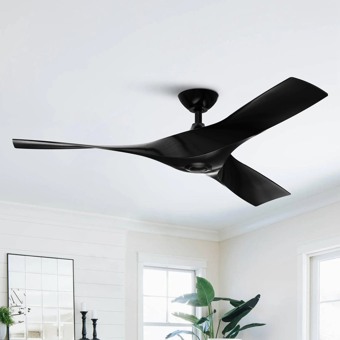 52" Windmill Industrial DC Motor Downrod Mount Reversible Ceiling Fan with Remote Control