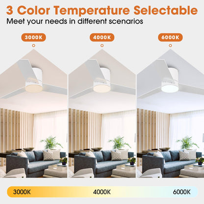 48" Flush Mount Ceiling Fan 3 Blades with LED Lighting and Remote Control