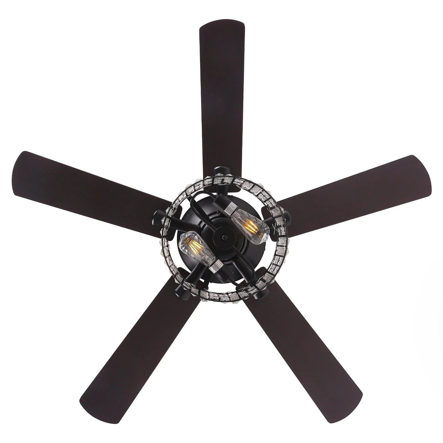 52" Dicken Modern Downrod Mount Reversible Crystal Ceiling Fan with Lighting