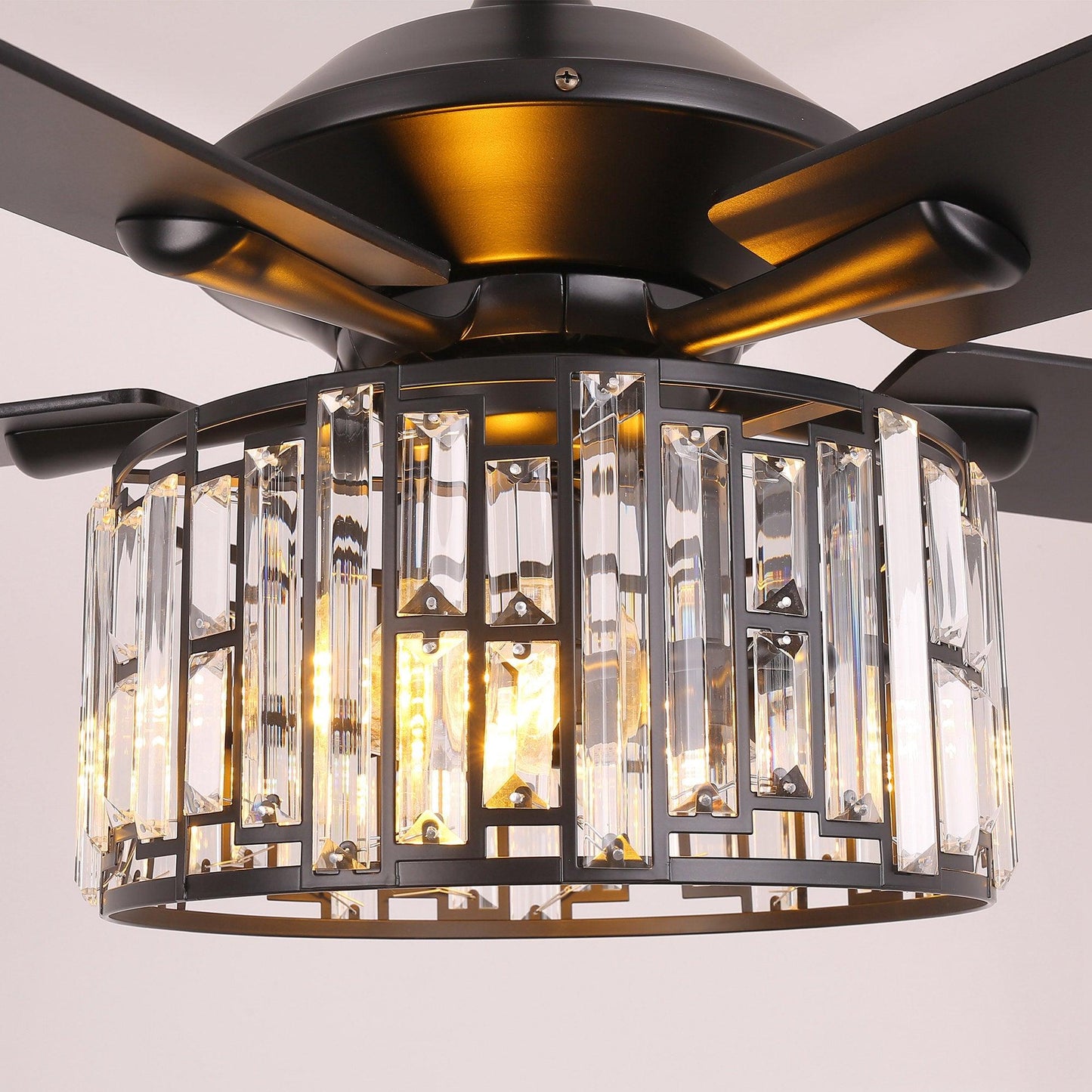 52" Dicken Modern Downrod Mount Reversible Crystal Ceiling Fan With Lighting