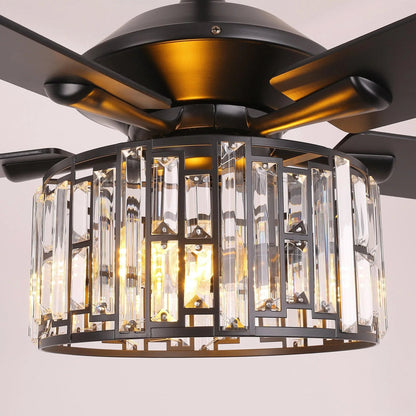 52" Dicken Modern Downrod Mount Reversible Crystal Ceiling Fan with Lighting