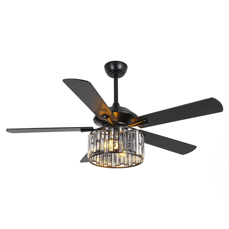 52" Dicken Modern Downrod Mount Reversible Crystal Ceiling Fan with Lighting