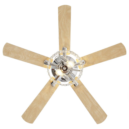 52" Dicken Modern Downrod Mount Reversible Crystal Ceiling Fan With Lighting