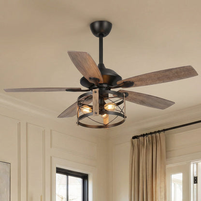 52" Wisner Industrial Downrod Mount Reversible Ceiling Fan with Lighting and Remote Control