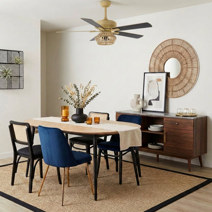 52" Pune Farmhouse Downrod Mount Reversible Ceiling Fan with Lighting and Remote Control