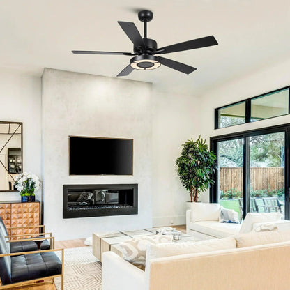 52" Vendome Industrial Downrod Mount Reversible Ceiling Fan with Lighting and Remote Control