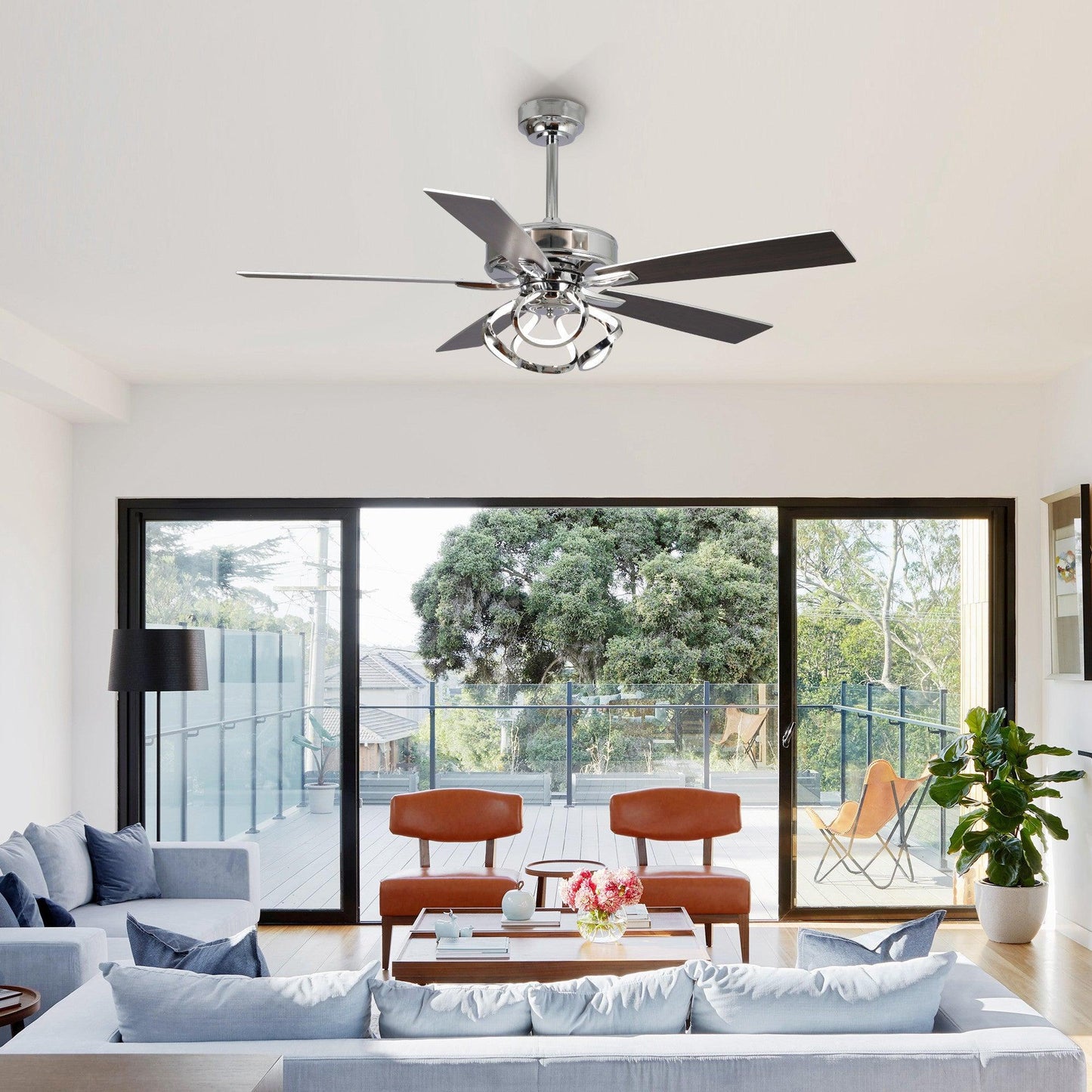 52" Zelda Modern DC Motor Downrod Mount Reversible Ceiling Fan With Remote Control
