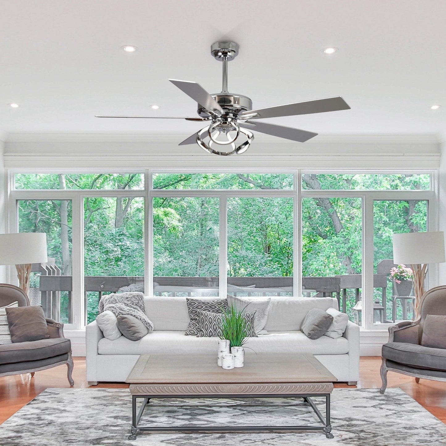 52" Zelda Modern DC Motor Downrod Mount Reversible Ceiling Fan With Remote Control