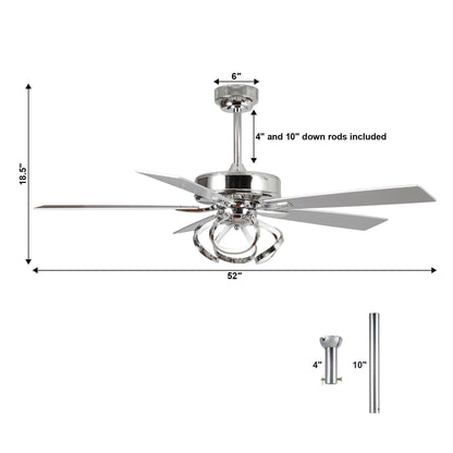 52" Zelda Modern DC Motor Downrod Mount Reversible Ceiling Fan With Remote Control
