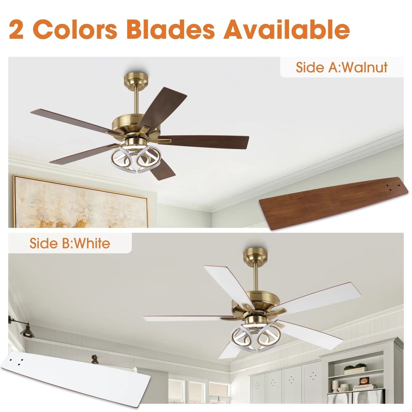 52 Inch Boyd Antique-bronze Golden Downrod Mount RGB LED Smart Fan